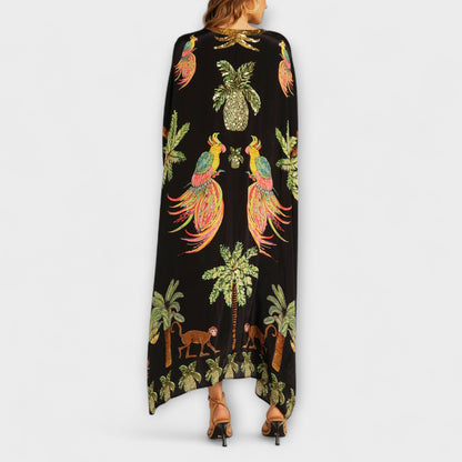 Freya - Casual Women's Maxi Dress with V-Neck and Flowy Kaftan Silhouette