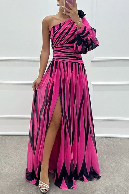 Freya - Chic Women's Wedding Guest Dress with One Shoulder Neckline and Leg Slit