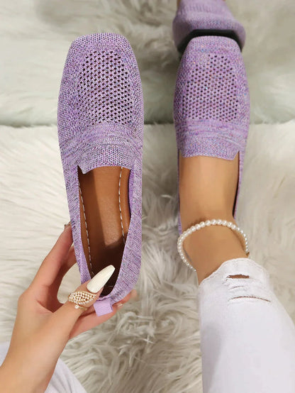 Freya - Preppy Women's Platform Ballet Flats with Square Toe and Slip-On Fit