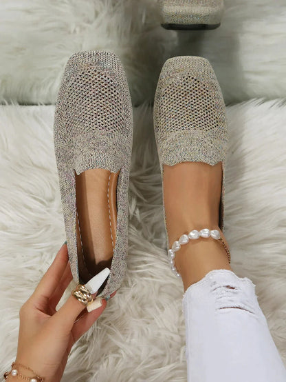 Freya - Preppy Women's Platform Ballet Flats with Square Toe and Slip-On Fit