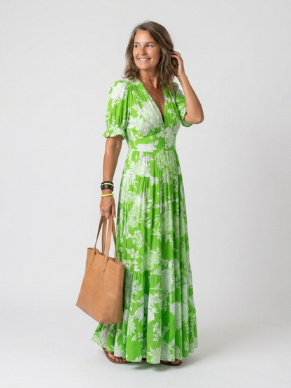 Freya - Vintage Women's Summer Dress with Puff Sleeves and Smocked Waist