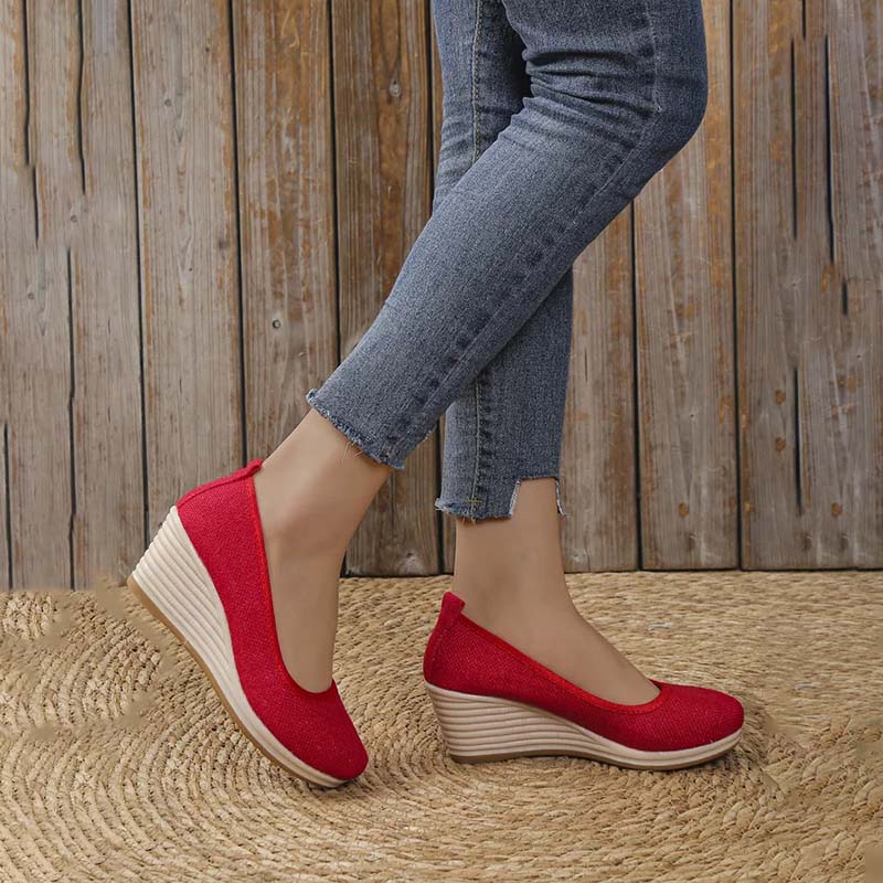 Grace - Casual Women's Comfort Trainers with Espadrille Wedge Sole and Round Toe