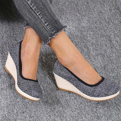 Grace - Casual Women's Comfort Trainers with Espadrille Wedge Sole and Round Toe