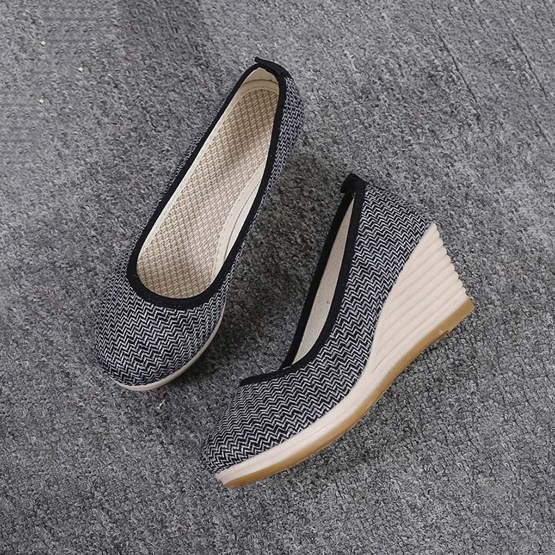 Grace - Casual Women's Comfort Trainers with Espadrille Wedge Sole and Round Toe