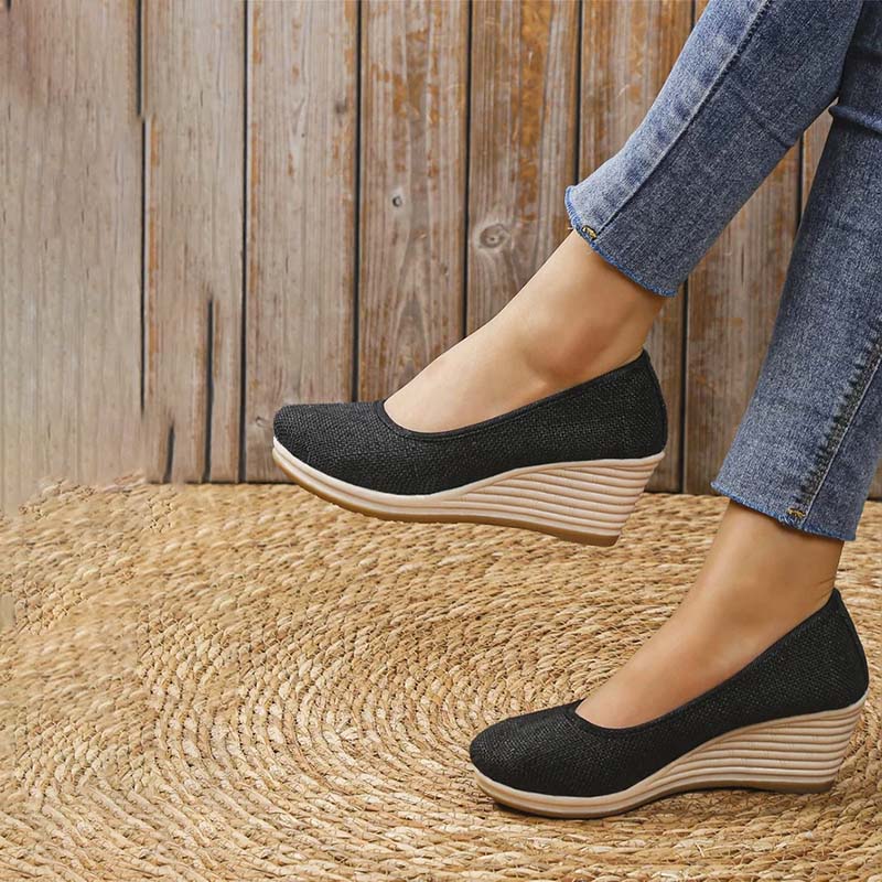 Grace - Casual Women's Comfort Trainers with Espadrille Wedge Sole and Round Toe
