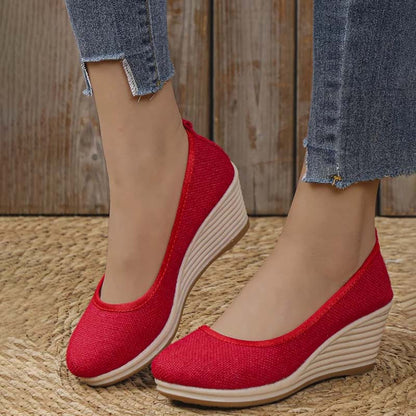 Grace - Casual Women's Comfort Trainers with Espadrille Wedge Sole and Round Toe