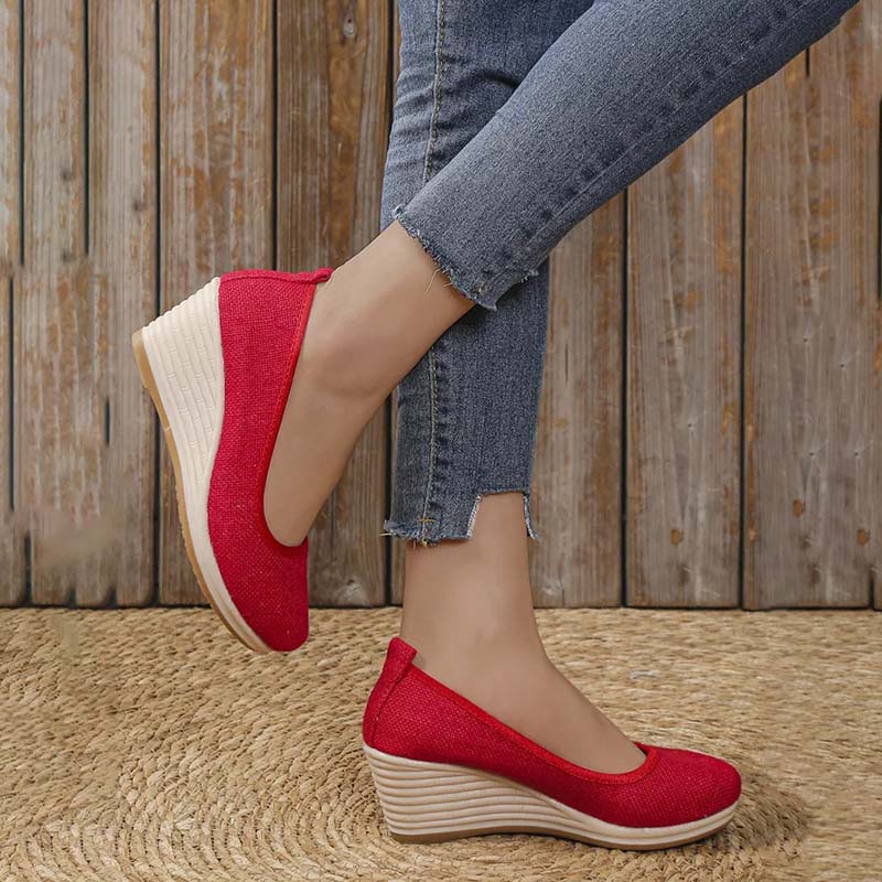 Grace - Casual Women's Comfort Trainers with Espadrille Wedge Sole and Round Toe