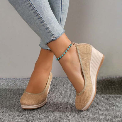 Grace - Casual Women's Comfort Trainers with Espadrille Wedge Sole and Round Toe
