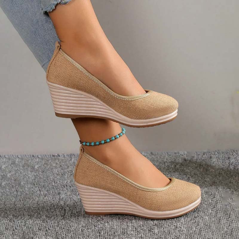 Grace - Casual Women's Comfort Trainers with Espadrille Wedge Sole and Round Toe