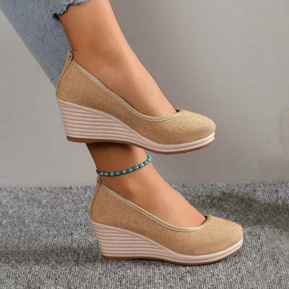 Grace - Casual Women's Comfort Trainers with Espadrille Wedge Sole and Round Toe