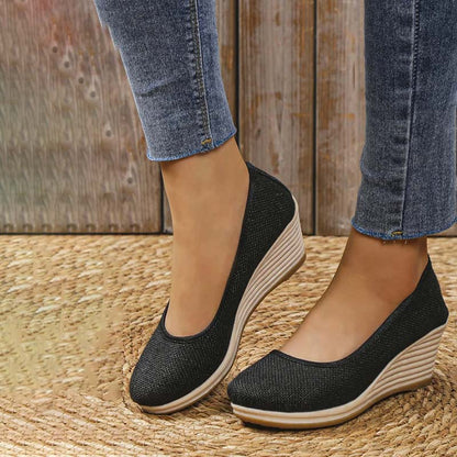 Grace - Casual Women's Comfort Trainers with Espadrille Wedge Sole and Round Toe