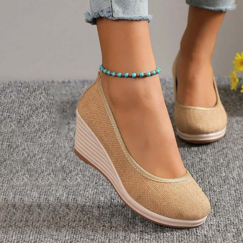 Grace - Casual Women's Comfort Trainers with Espadrille Wedge Sole and Round Toe