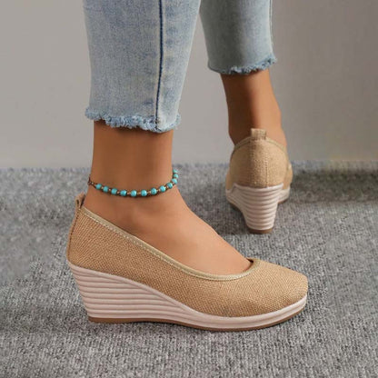 Grace - Casual Women's Comfort Trainers with Espadrille Wedge Sole and Round Toe