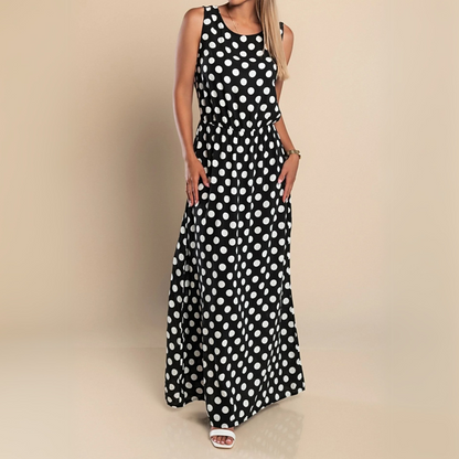 Grace - Vintage Women's Maxi Dress with Sleeveless Design and Elastic Waist