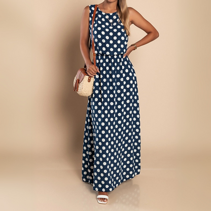 Grace - Vintage Women's Maxi Dress with Sleeveless Design and Elastic Waist