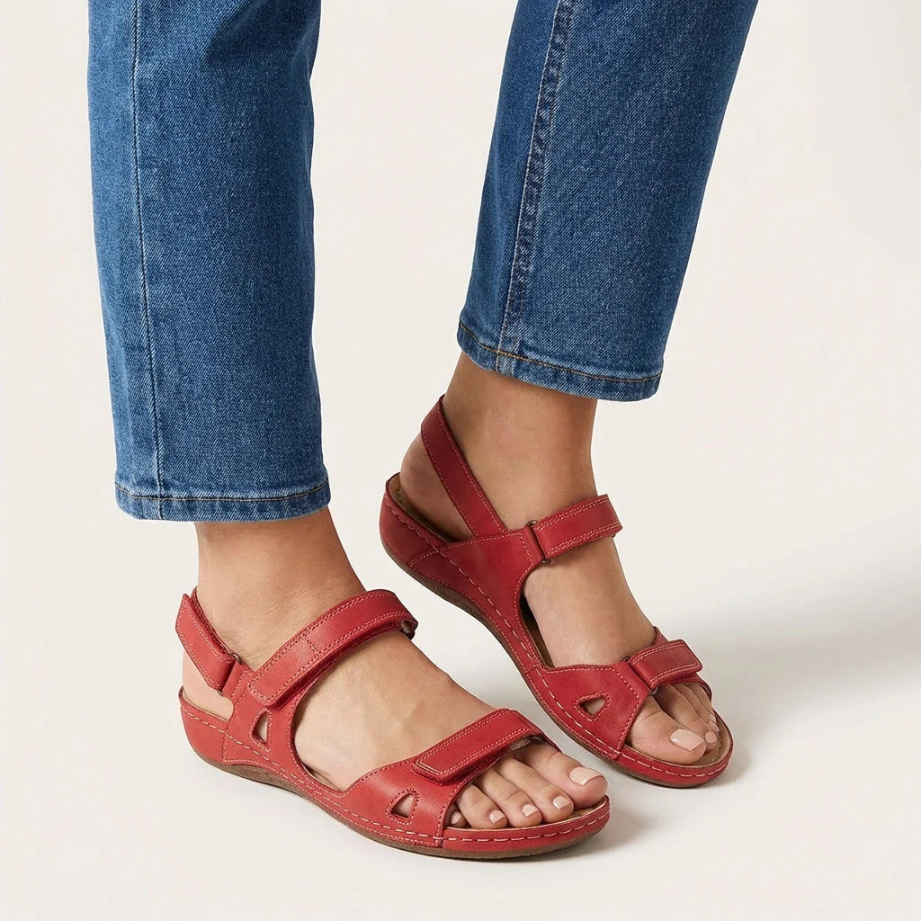 Hannah - Relaxed Women's Orthopedic Sandals with Dual Adjustable Straps and Cushioned Wedge