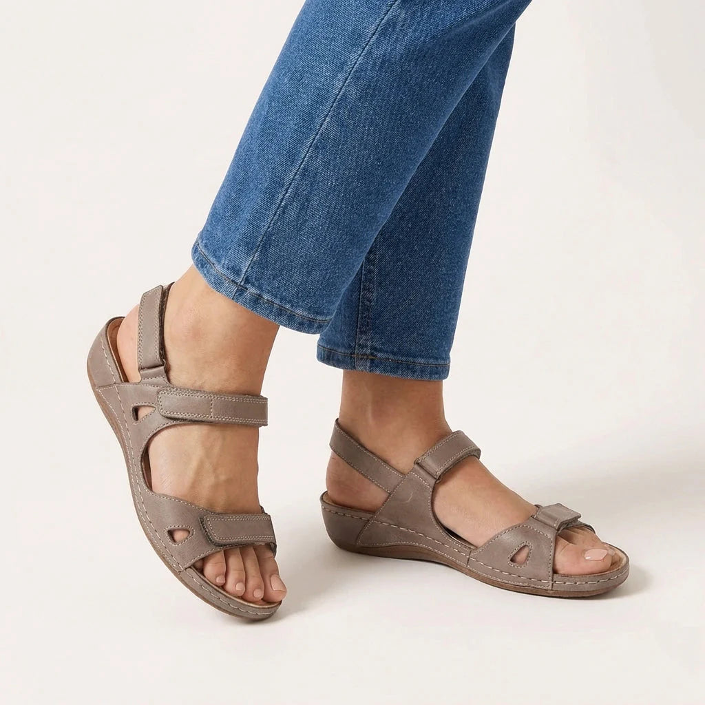 Hannah - Relaxed Women's Orthopedic Sandals with Dual Adjustable Straps and Cushioned Wedge