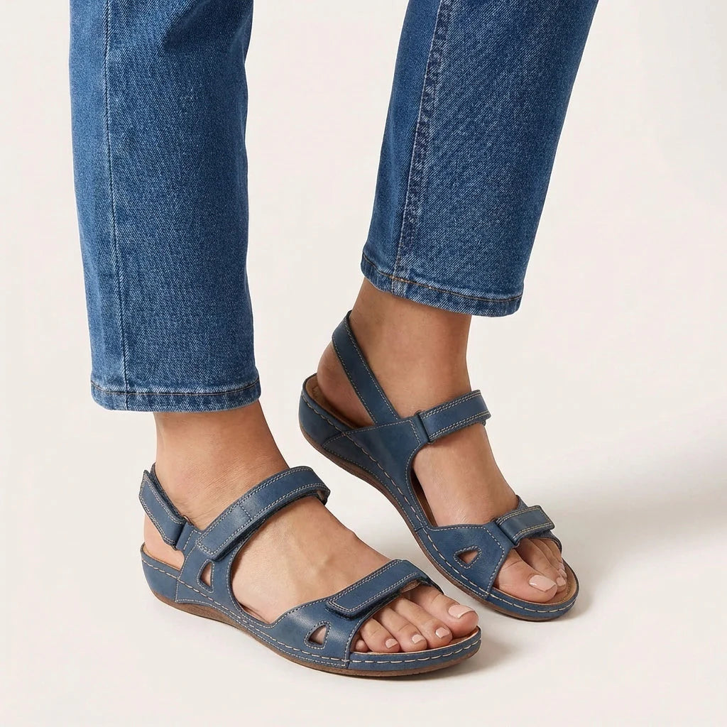 Hannah - Relaxed Women's Orthopedic Sandals with Dual Adjustable Straps and Cushioned Wedge