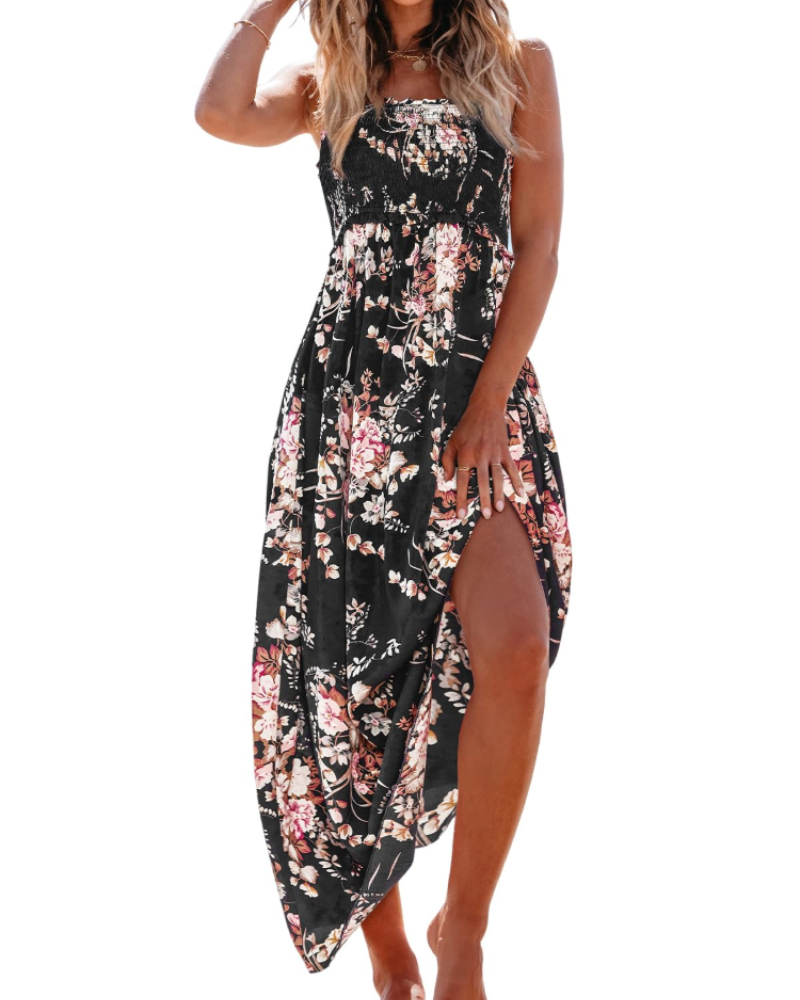 Isla - Boho Women's Summer Maxi Dress with Strapless Neckline and Front Slit