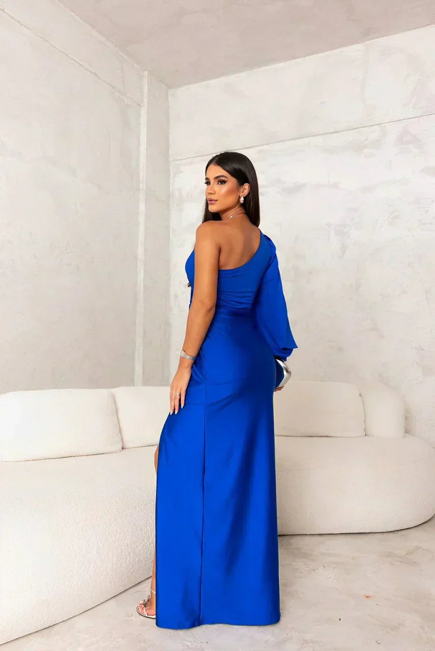 Isla - Glam Women's Wedding Guest Maxi Dress with One Shoulder and Twist Front Detail