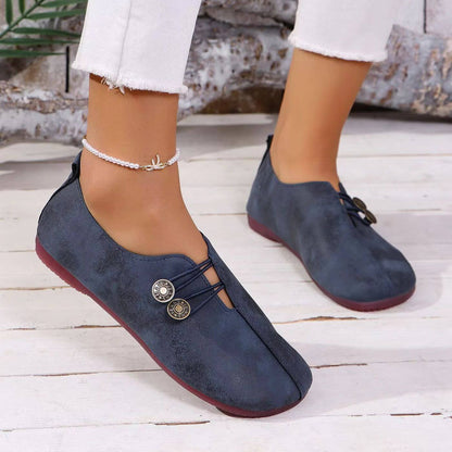 Isla - Vintage Women's Orthopedic Slip On Shoes with Elastic Strap and Round Toe