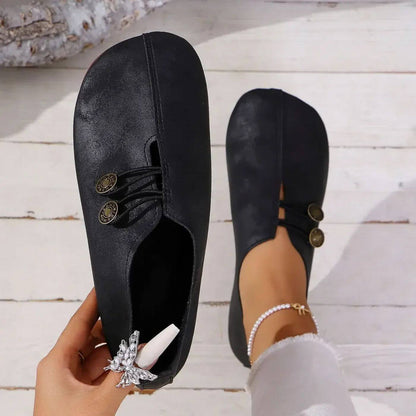 Isla - Vintage Women's Orthopedic Slip On Shoes with Elastic Strap and Round Toe