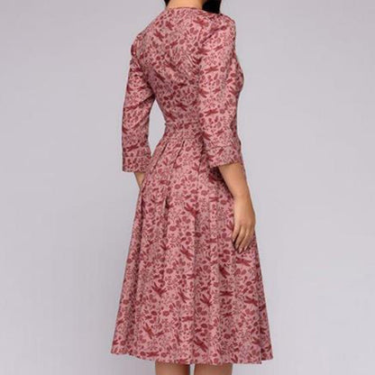 Ivy - Elegant Women's Wedding Guest Dress with Three-Quarter Sleeves and Pockets
