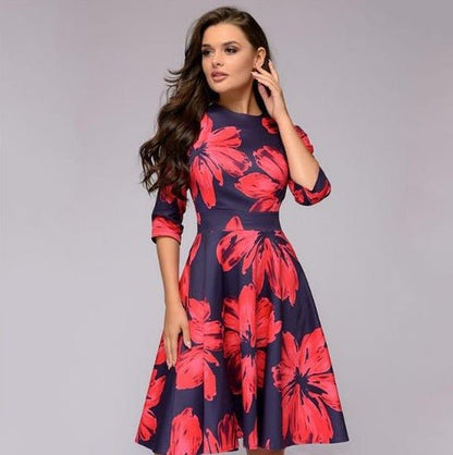 Ivy - Elegant Women's Wedding Guest Dress with Three-Quarter Sleeves and Pockets