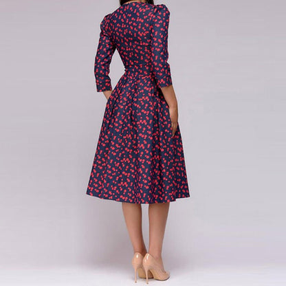 Ivy - Elegant Women's Wedding Guest Dress with Three-Quarter Sleeves and Pockets