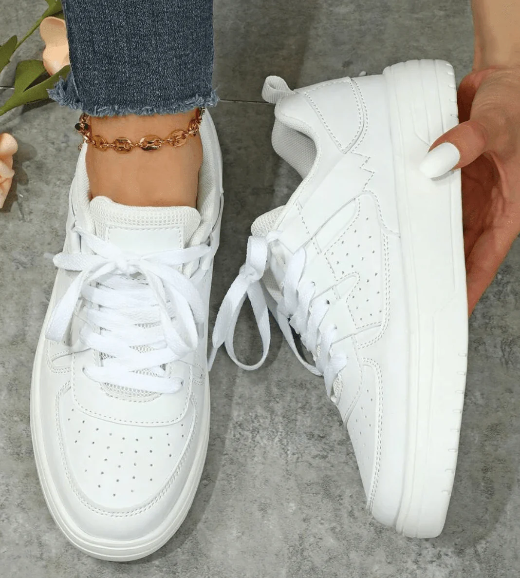 Lily - Casual Women's Trainers with Colour Block Panel and Chunky Flat Sole