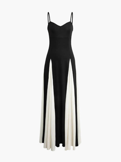 Lily - Elegant Women's Wedding Guest Maxi Dress with Sweetheart Neck and Colour Block Skirt