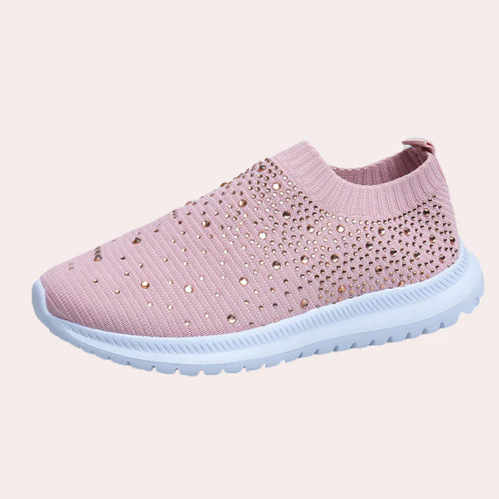 Maisie - Casual Women's Orthopedic Trainers with Crystal Embellished Slip-On Design