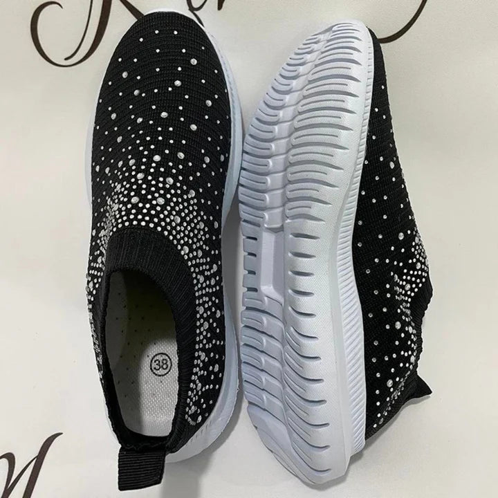 Maisie - Casual Women's Orthopedic Trainers with Crystal Embellished Slip-On Design