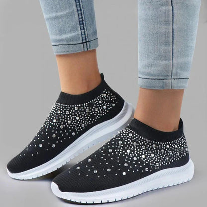 Maisie - Casual Women's Orthopedic Trainers with Crystal Embellished Slip-On Design