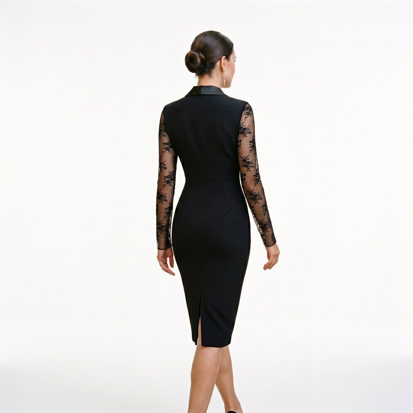 Matilda - Chic Women's Wedding Guest Dress with Sheer Sleeves and Wrap Front