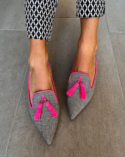 Matilda - Preppy Women's Comfort Loafers with Pointed Toe and Tassel Detail