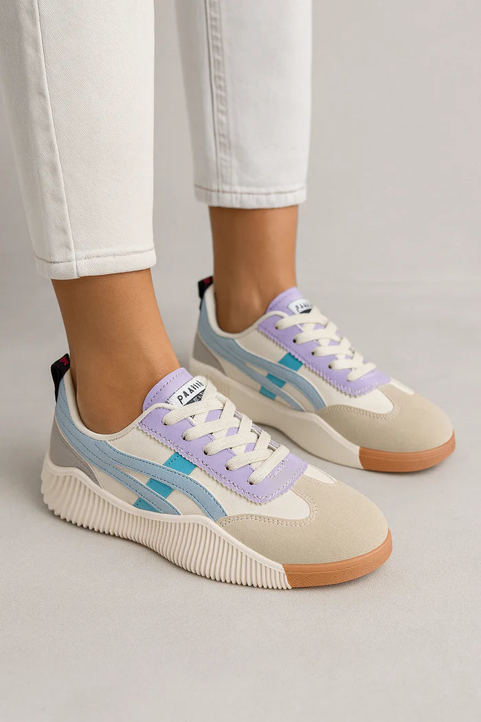 Millie - Casual Women's Trainers with Retro Stripe Panel and Chunky Ridged Sole