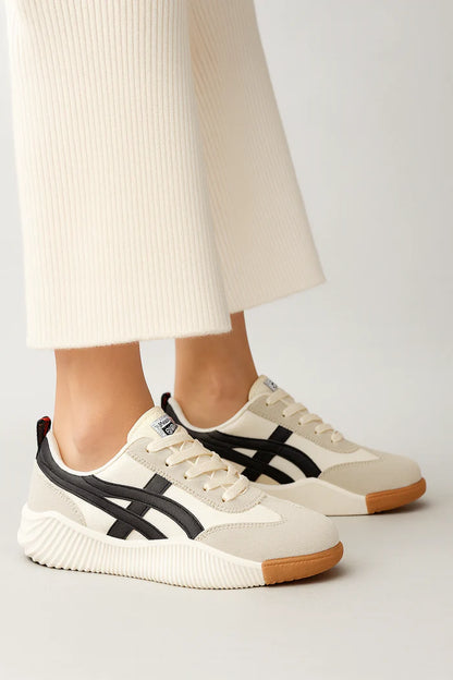 Millie - Casual Women's Trainers with Retro Stripe Panel and Chunky Ridged Sole