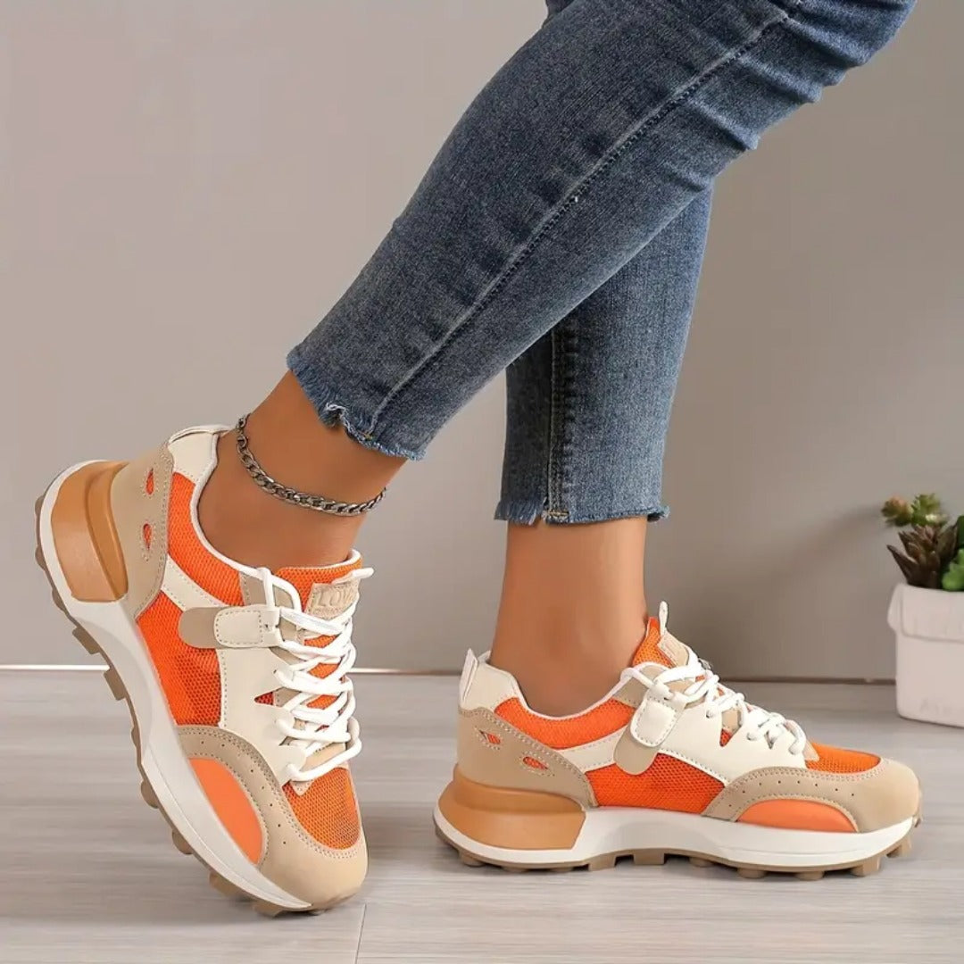 Nancy - Casual Women's Orthopedic Trainers with Chunky Sole and Lace-Up Design