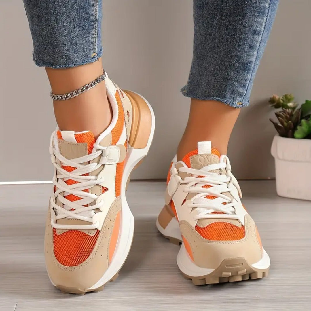 Nancy - Casual Women's Orthopedic Trainers with Chunky Sole and Lace-Up Design