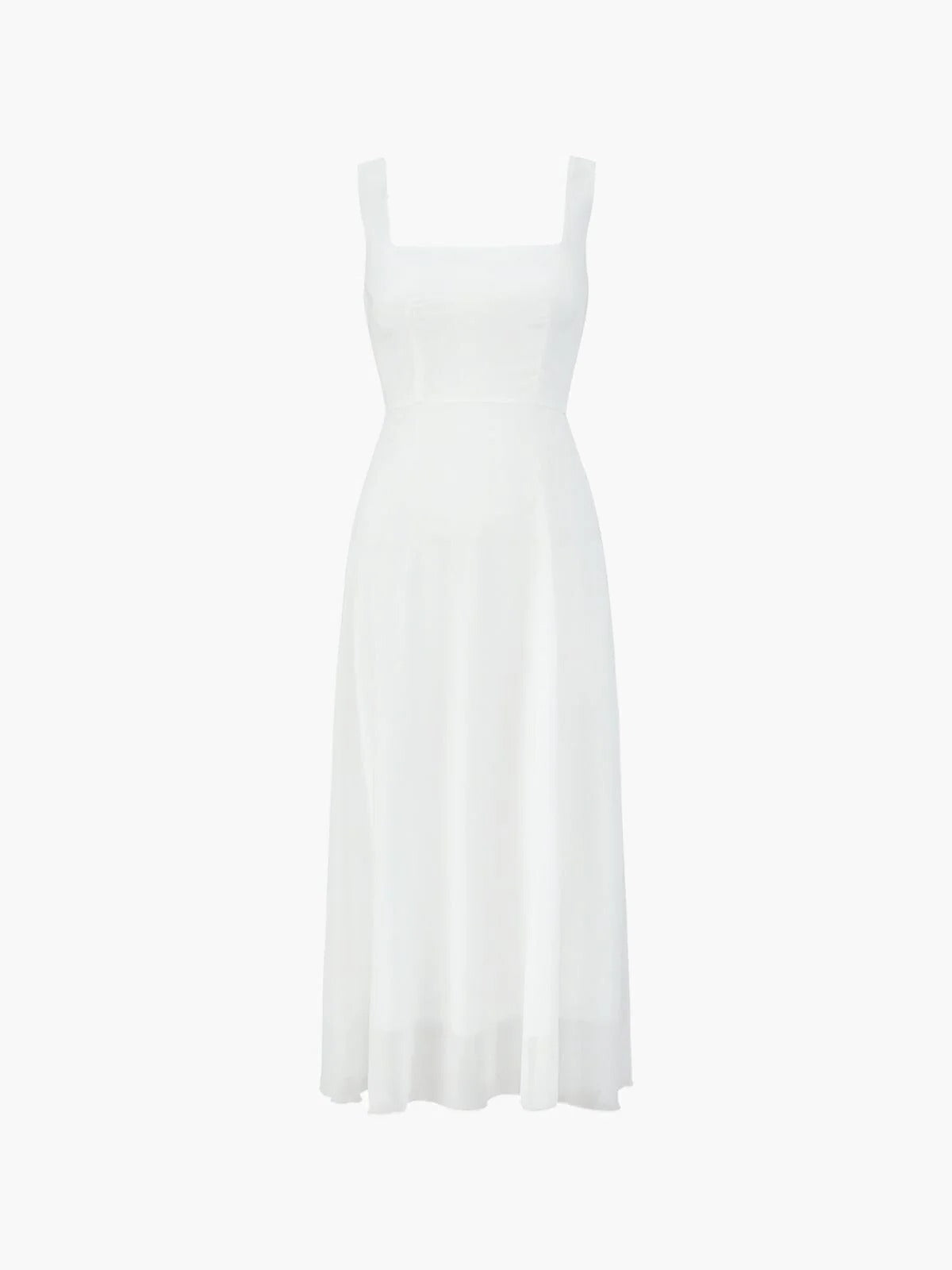 Neve - Elegant Women's Wedding Guest Midi Dress with Square Neck and Smocked Bodice