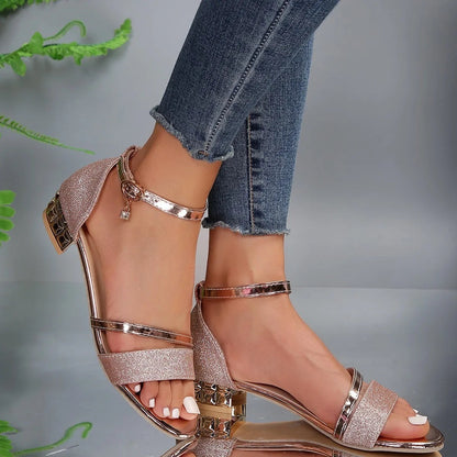 Olivia - Elegant Women's Comfort Heel Sandals with Ankle Strap and Block Heel