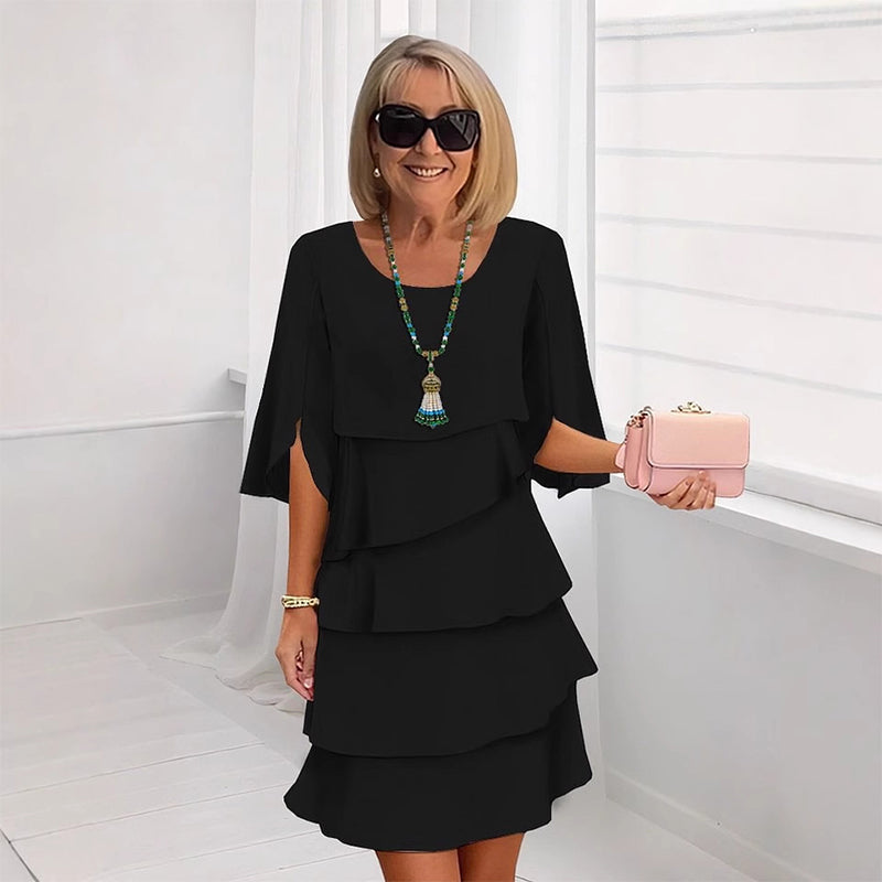 Olivia - Vintage Women's Summer Dress with Tiered Ruffle Design and Flutter Sleeves