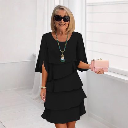 Olivia - Vintage Women's Summer Dress with Tiered Ruffle Design and Flutter Sleeves