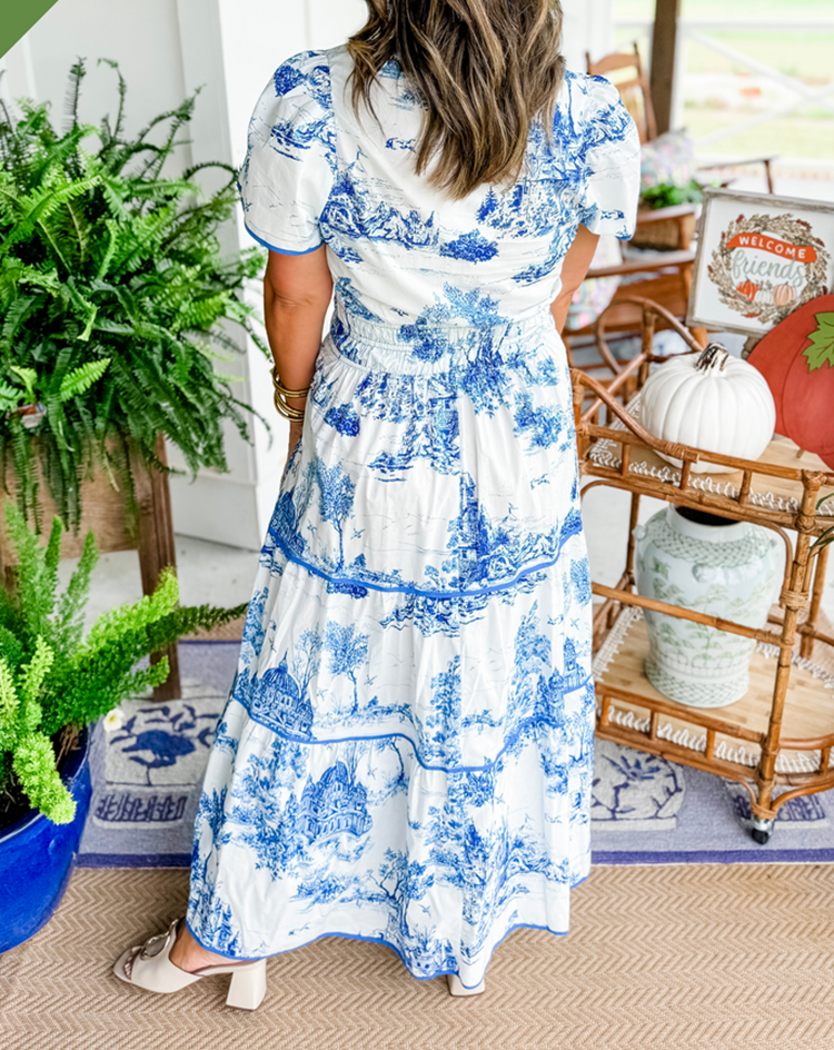 Penelope - Formal Women's Wedding Guest Dress with Belted Waist and Tiered Skirt