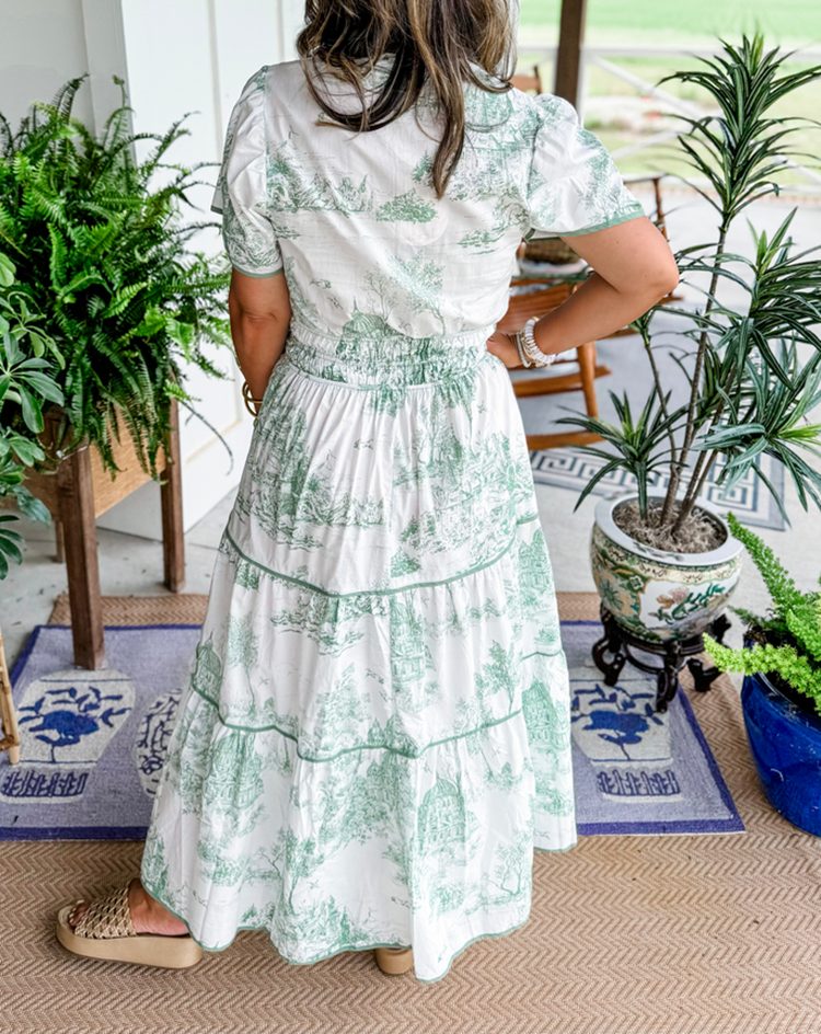 Penelope - Formal Women's Wedding Guest Dress with Belted Waist and Tiered Skirt