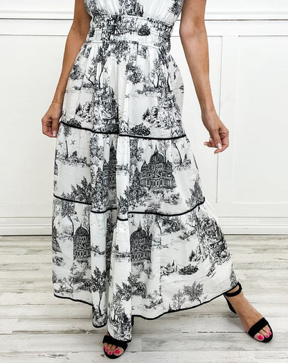 Penelope - Formal Women's Wedding Guest Dress with Belted Waist and Tiered Skirt