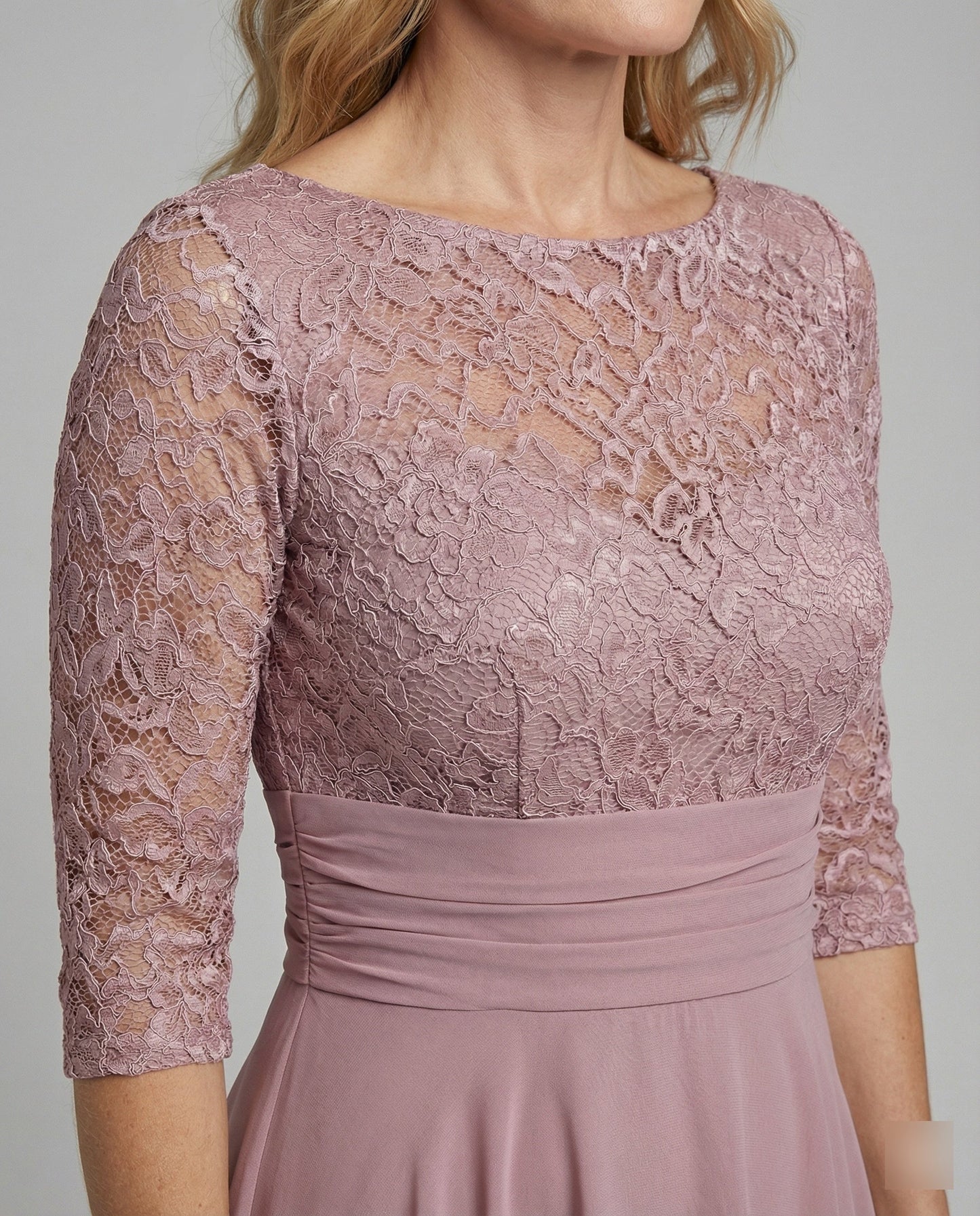 Persephone - Formal Women's Wedding Guest Dress with Scalloped Neckline and Draped Skirt