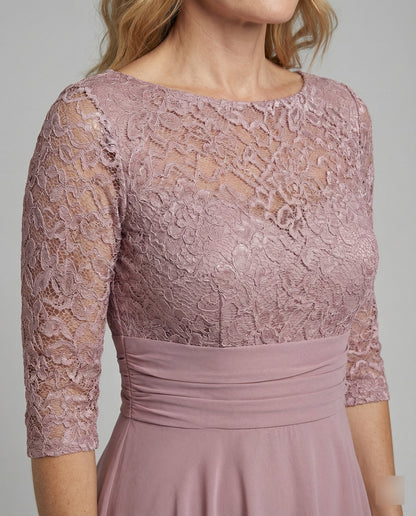 Persephone - Formal Women's Wedding Guest Dress with Scalloped Neckline and Draped Skirt