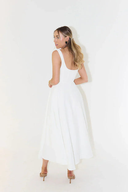 Philippa - Smart Women's Summer Dress with Square Neckline and Fitted Bodice